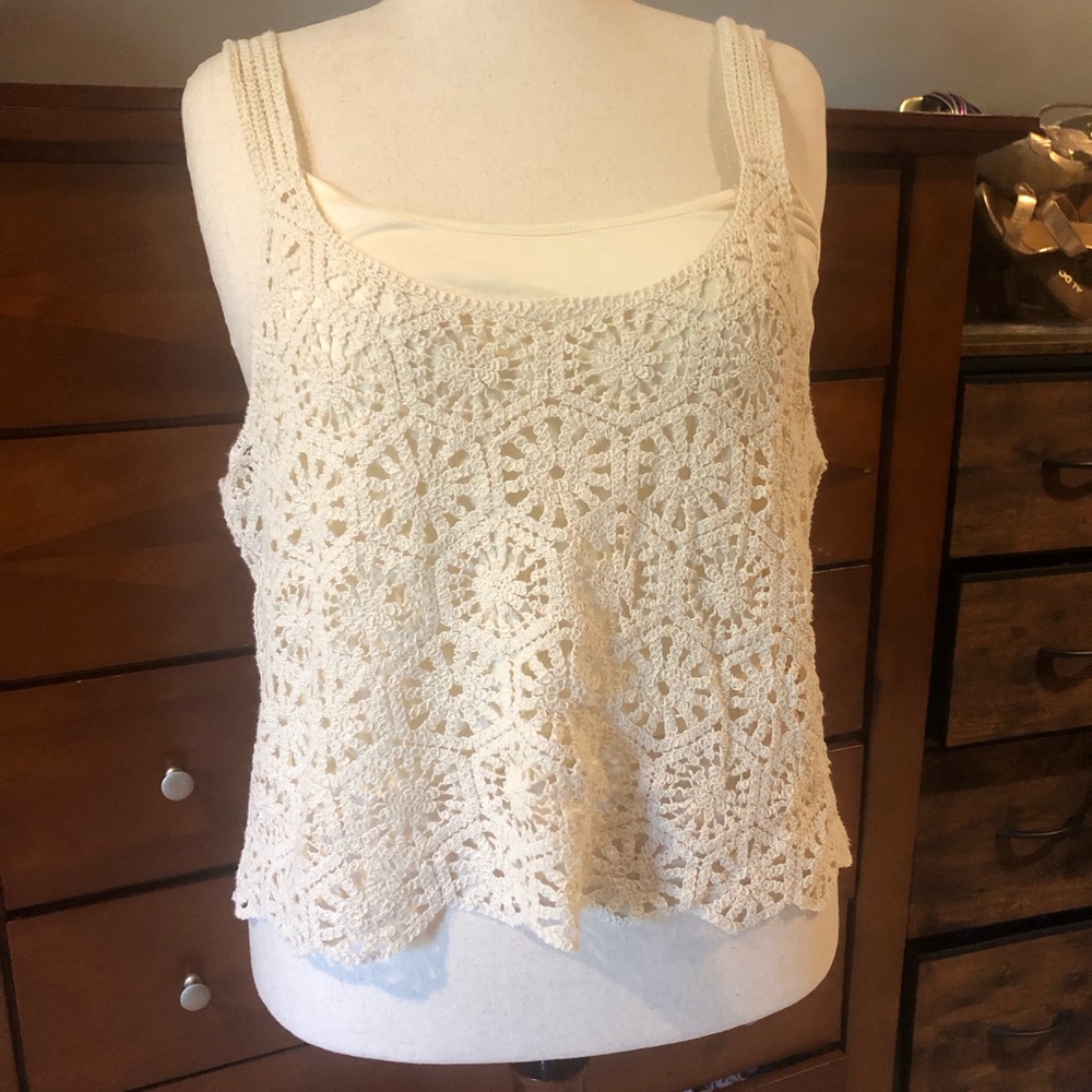 Sundance Cream Crochet Overlay Camisole